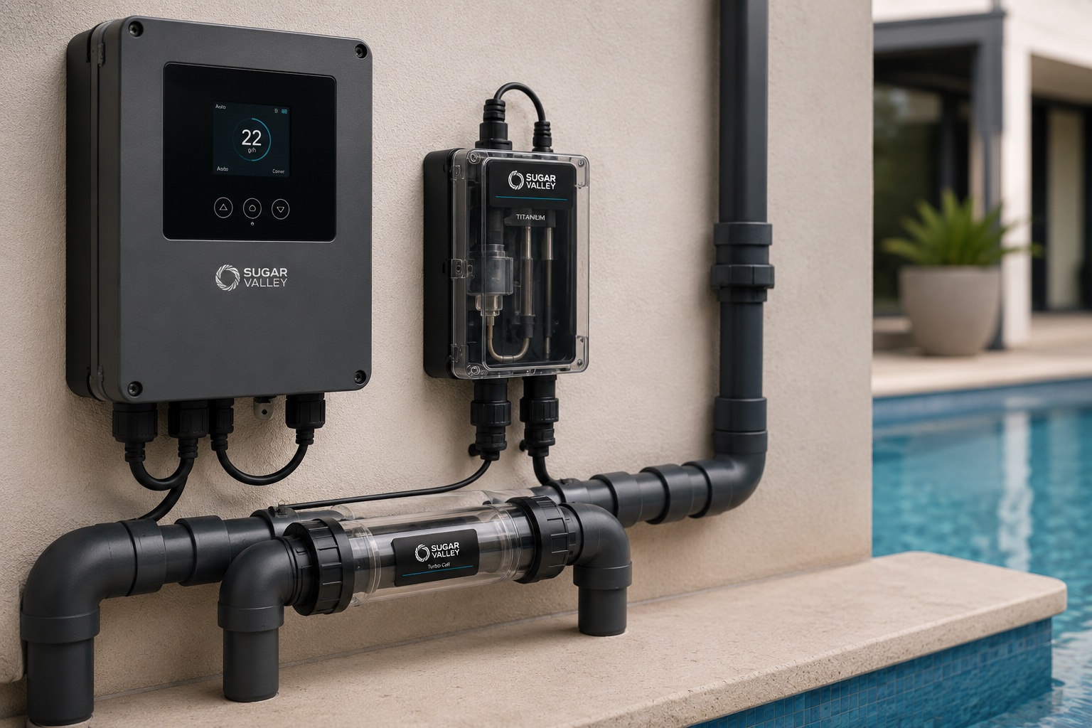 Salt chlorinator system for a swimming pool