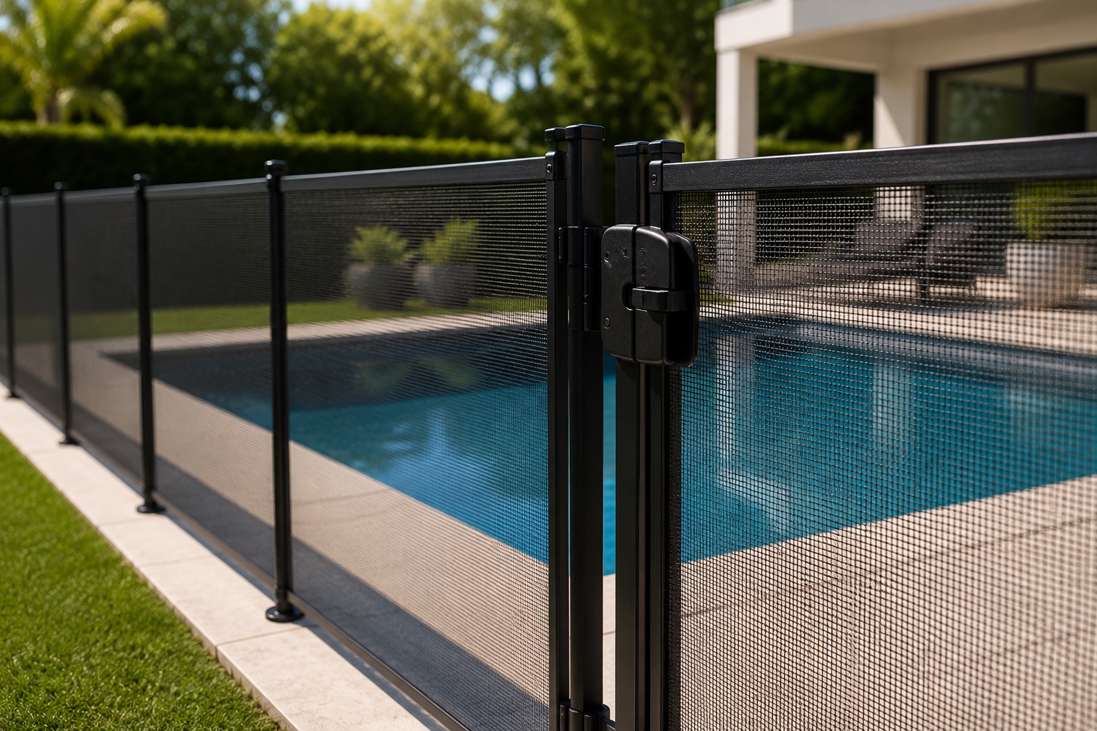 Removable child safety fence around a pool